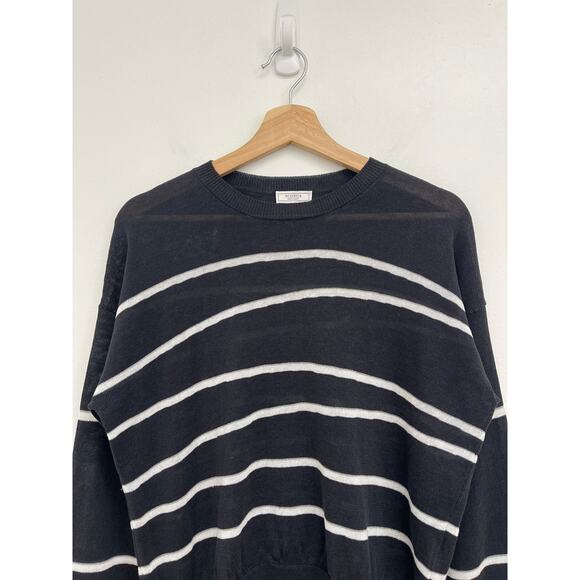 Peserico Linen-Blend Luxury Italy Asymmetric Metallic Stripe Sweater Size 38/XS - Picture 4 of 12